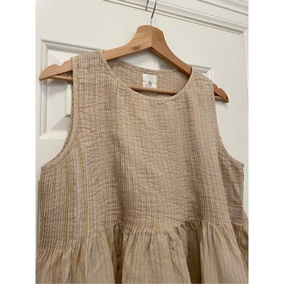 Michaela Greg 100% Linen Tank Dress In Crinkle Stripe Size M $317.00 - Picture 4 of 8